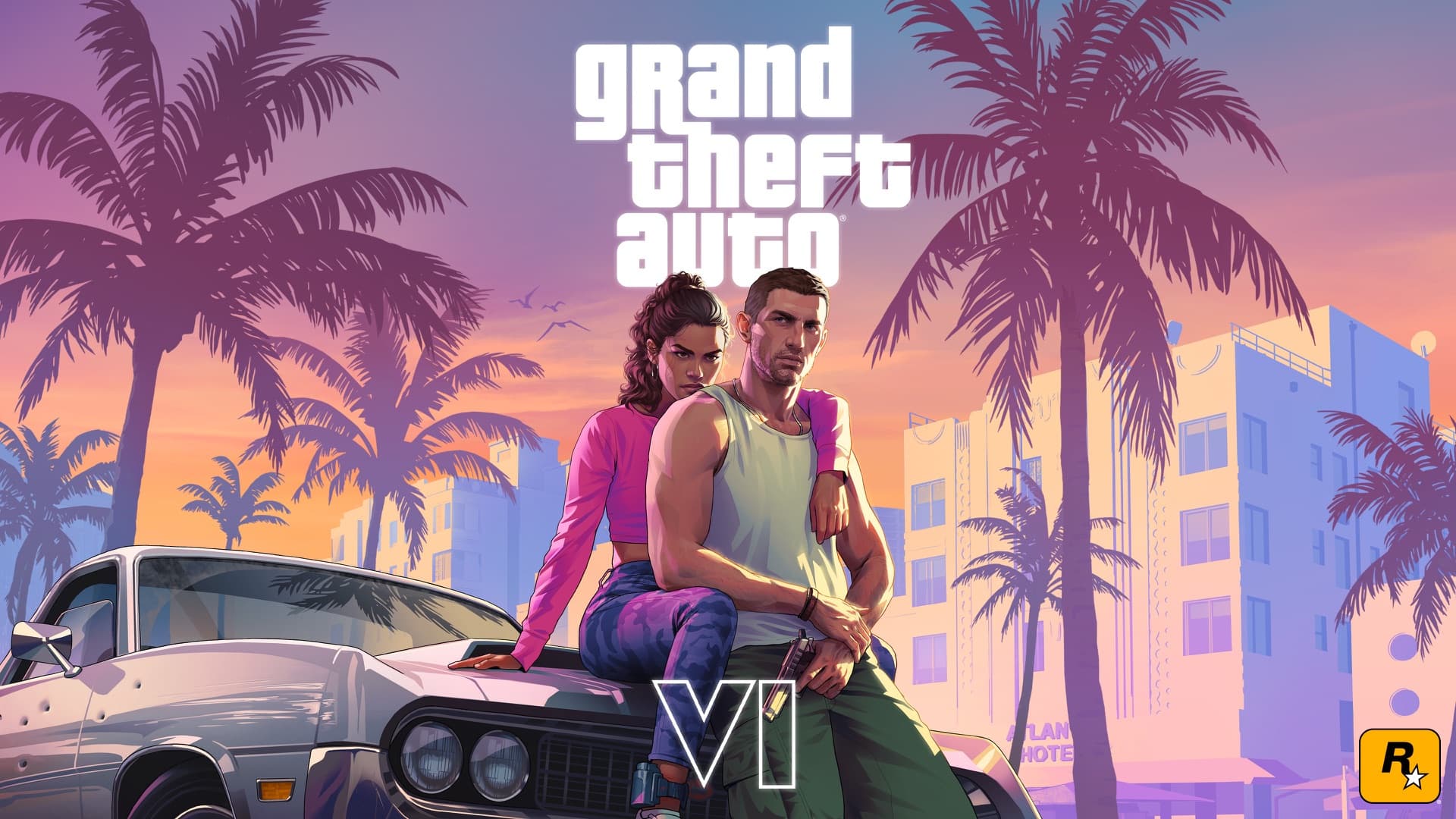 Jason And Lucia 01 With Logos Landscape — official GTA VI artwork featuring jason duval, published in Rockstar Games’ downloadable media library.