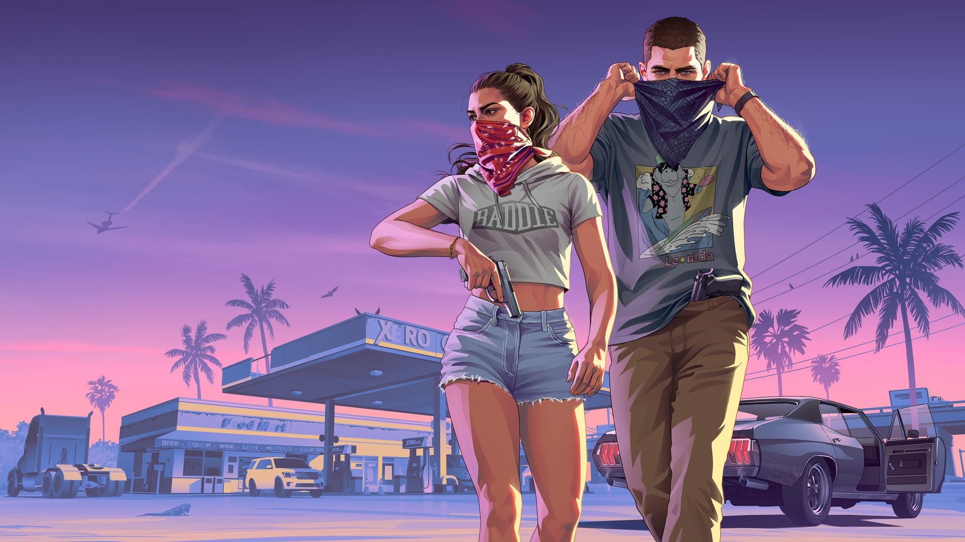 Jason And Lucia Robbery Landscape — official GTA VI artwork featuring jason duval, published in Rockstar Games’ downloadable media library.