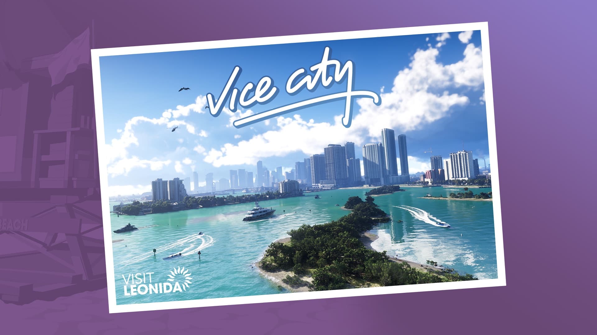 Vice City Postcard Landscape — official GTA VI artwork featuring vice city, published in Rockstar Games’ downloadable media library.